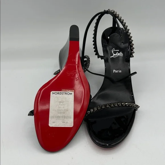 Christian Louboutin So Me 85 Black Leather Wedge Sandals Size 41 EU / 11 US NWOB - Picture 8 of 13